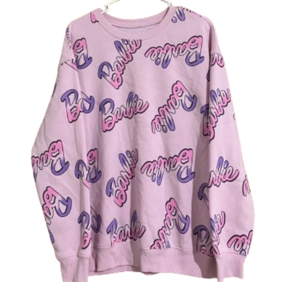 Hybrid Women’s Pink Multi Barbie Print Sweatshirt Sz-L - Picture 1 of 4